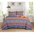 thumbnail image 2 of Chezmoi Collection Shore 3-Piece Boho Stripe Quilt Set, Medallion Floral Colorful Bohemian Printed Microfiber Lightweight Bedspread Set, Queen (100" x 95"), 2 of 9