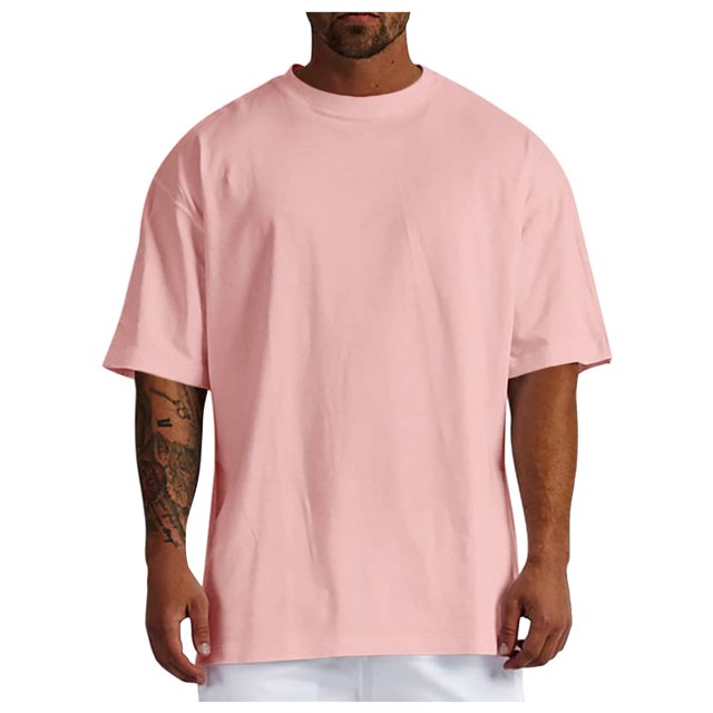 Laonim T-Shirt Homme Couleur Unie Col Rond Manches Courtes Style Lourd