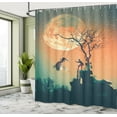 thumbnail image 5 of Ambesonne Halloween Shower Curtain, Zombie Bride Groom, 69"Wx84"L, Orange Teal, 5 of 5
