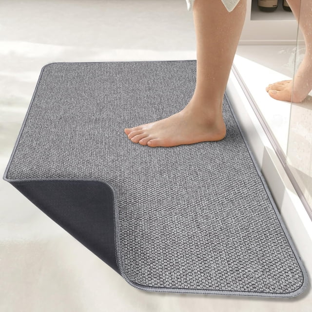 Alfombra de baño Bosap ultrafina para baño, 43 x 89 cm, gris
