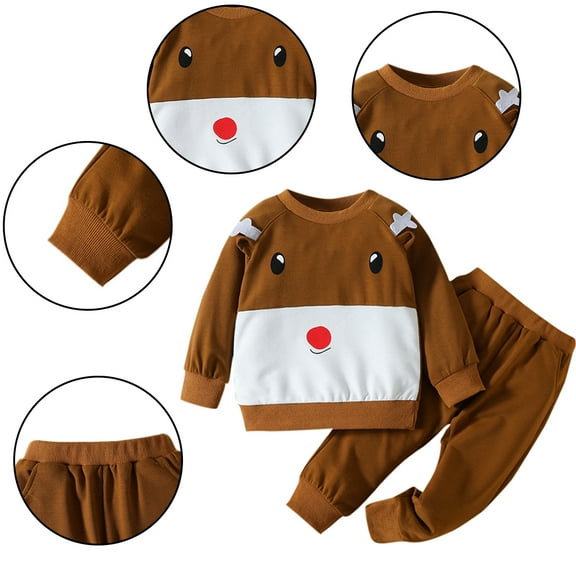 Esaierr 2Pcs Toddler Baby Boys Girls Sweatshirt Outfits,Newborn Sweatshirt Pants Outfits Spring Autumn Winter Long Sleeve Solid Color Fall Track Suits Outfits for 12M-5Y