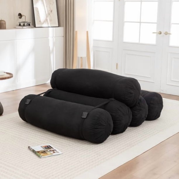 Sofá de piso ajustable, Corduroy lazy sofá con correas ajustables para configuraciones versátiles
