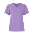 thumbnail image 3 of TQWQT Scrubs for Women Set Clearance Plus Size Medical Scrub Sets Stretchy V-Neck Scrub Tops and Cargo Pants Nursing Top Scrub Set Tall Scrubs Light Purple XXL, 3 of 6
