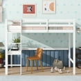 thumbnail image 2 of Miniyam Wood Twin Size High Loft Bed with Desk for Kids and Teens , Built-in Desk, White, 2 of 7