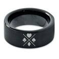 thumbnail image 2 of Tungsten Playing Cards Suit Symbol Band Ring 9mm Men Women Comfort Fit Black Flat Cut Brushed Polished, 2 of 4
