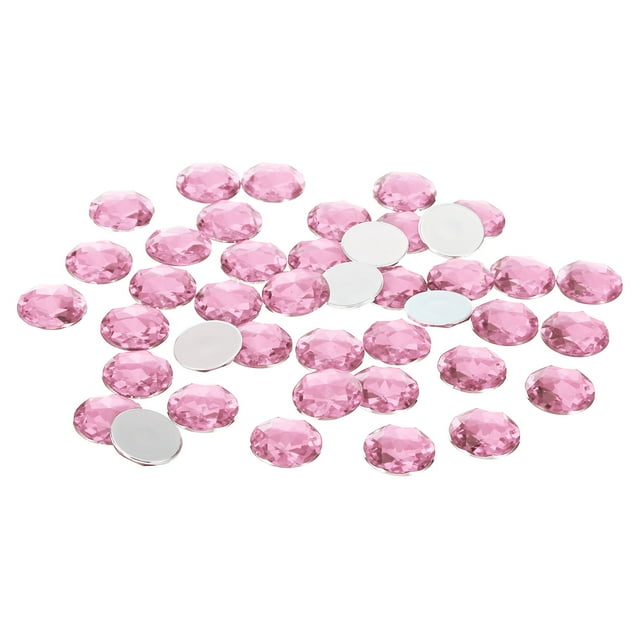 Unique Bargains 20mm Flat Back Round Acrylic Rhinestones, 200 Pack Plastic Circle Gems for Jewelry Making Costume, Rose Red