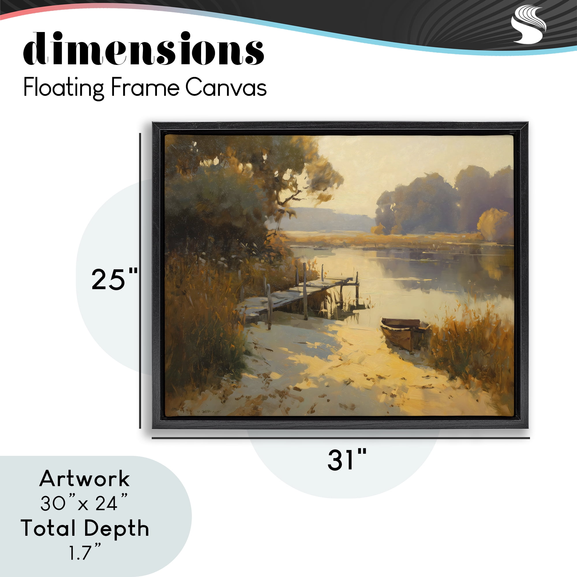 Golden Hour in Autumn Black Framed Floater Canvas Wall Art, design by Arlington Prints