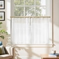 thumbnail image 3 of Linen Pinch Pleated Kitchen Curtains 30 Inch 2 Panels, Natural Linen Tier Curtains Back Tab Farmhouse Cafe, Light Filtering Small Window Drapes for Bathroom Laundry Room Off White, 3 of 6
