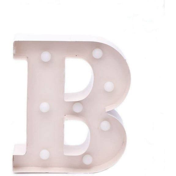 Home by Jackie Inc Decorative White Vintage Rustic Metal Hanging Light up LED Letter “B”