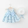 thumbnail image 2 of XXWXYD Girls Bow Suspender Dress Printed First Birthday Outfit Baby Girl Sweet Smocked Dress Cute Elastic Comfort Soft Cotton Play Clothes, 2 of 4