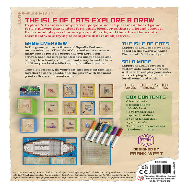 The Isle of Cats: Explore & Draw - Boardgame, Ages 10+, 1-6 Players, 30-45  Min 