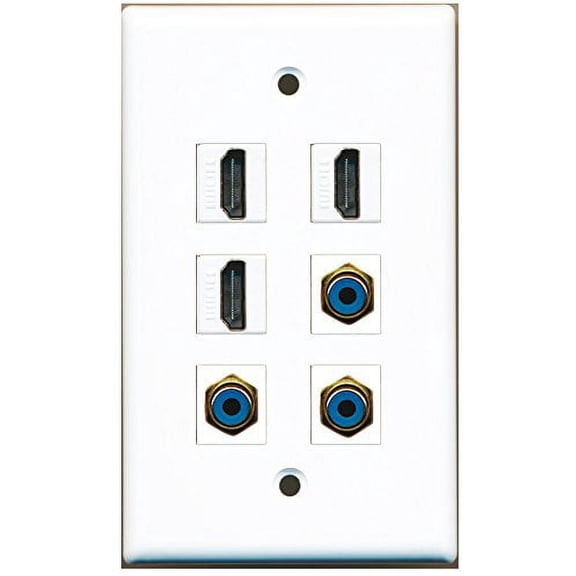 RiteAV - 3 HDMI 3 Port RCA Blue Wall Plate