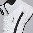 thumbnail image 4 of XIMIN Men's Leather High Top Platform Sneakers Ankle Boots Fashion Comfy Walking Tennis Casual Lace-Up Dad Shoes for Outdoor Basketball Style Anti Slip Footwear (11, White), 4 of 8
