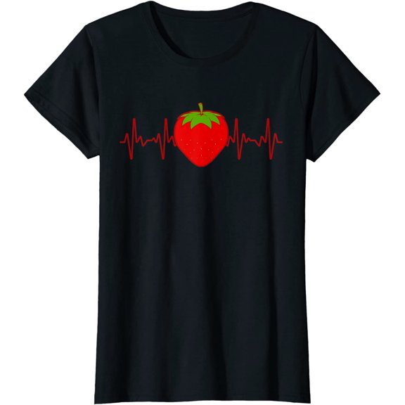Funny Strawberry Design Strawberries Heartbeat T-Shirt