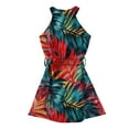 thumbnail image 5 of YOUYEDIAN Hawaiian Girls' Dresses 2026 Summer Beach Halter Neck Sundress Wrap Belt Sleeveless Dresses Casual Palm Tree Print Swing Dress,Mint Green 9-10 Years, 5 of 5