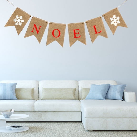 OULII Christmas Multi Linen Pull Flag Banner for Home, Office Wall Hanging and Festive Party Decoration