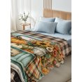 thumbnail image 5 of Full Flat Sheet Only Happy Thanksgiving Blue Truck Soft Microfiber Cooling Bedding Sheets Black Plaid Background Flat Bed Sheet for Hotel,Home Decor, 5 of 9