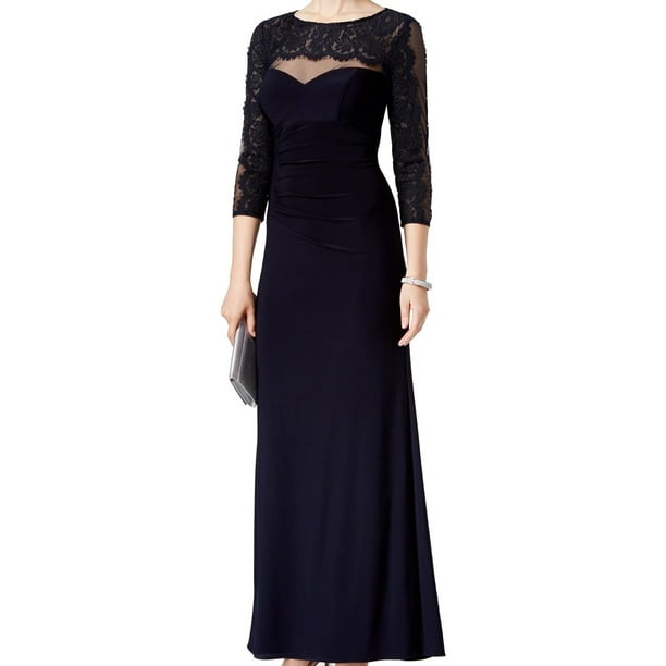 xscape embroidered lace ballgown