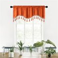 thumbnail image 1 of Feltree Elegant Fringed Window Curtains Patterned Rod Panels Stylish Short Drapes for Home Decor, 1 of 8