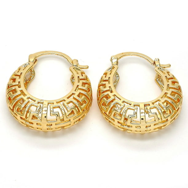 gold greek key hoop earrings