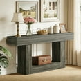 thumbnail image 1 of Fnova 63" Farmhouse Console Table, 2-Tier Wood Entryway/Sofa Table with Storage Shelf for Living Room, Hallway, Behind Couch, 1 of 19