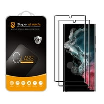 (2 Pack) Supershieldz Designed for Samsung (Galaxy S22 Ultra 5G) Tempered Glass Screen Protector, (Full Cover) (3D Curved Glass) Anti Scratch, Bubble Free (Black)