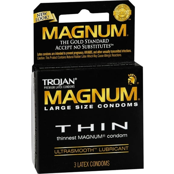 TROJAN MAGNUM Thin Condoms Large Lubricant Latex 3 Each (Pack of 6)