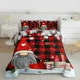thumbnail image 2 of Homewish Cute Cartoon Gnome Queen Comforter Set,Modern Geometric Checkered Bedding Sets,Red Black Bedding Comforter Set For Boys Kids,Microfiber Bedroom Decor Reversible,3pcs, 2 of 8