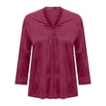 thumbnail image 6 of Holzkary 3/4 Sleeve T Shirts for Women Women's Velvet Single Breasted Top Loose Base Layer Three Quarter Sleeve Top Summer T Shirts Business Work Tee Top Hot Pink L, 6 of 6