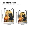 thumbnail image 4 of Drawstring Backpack - Halloween Cute Candy Black Cat Splash Proof Small Drawstring Gym Bag for Women Men, Cinch Sports String Bag Backpack for Travel Swimming Beach, 4 of 8