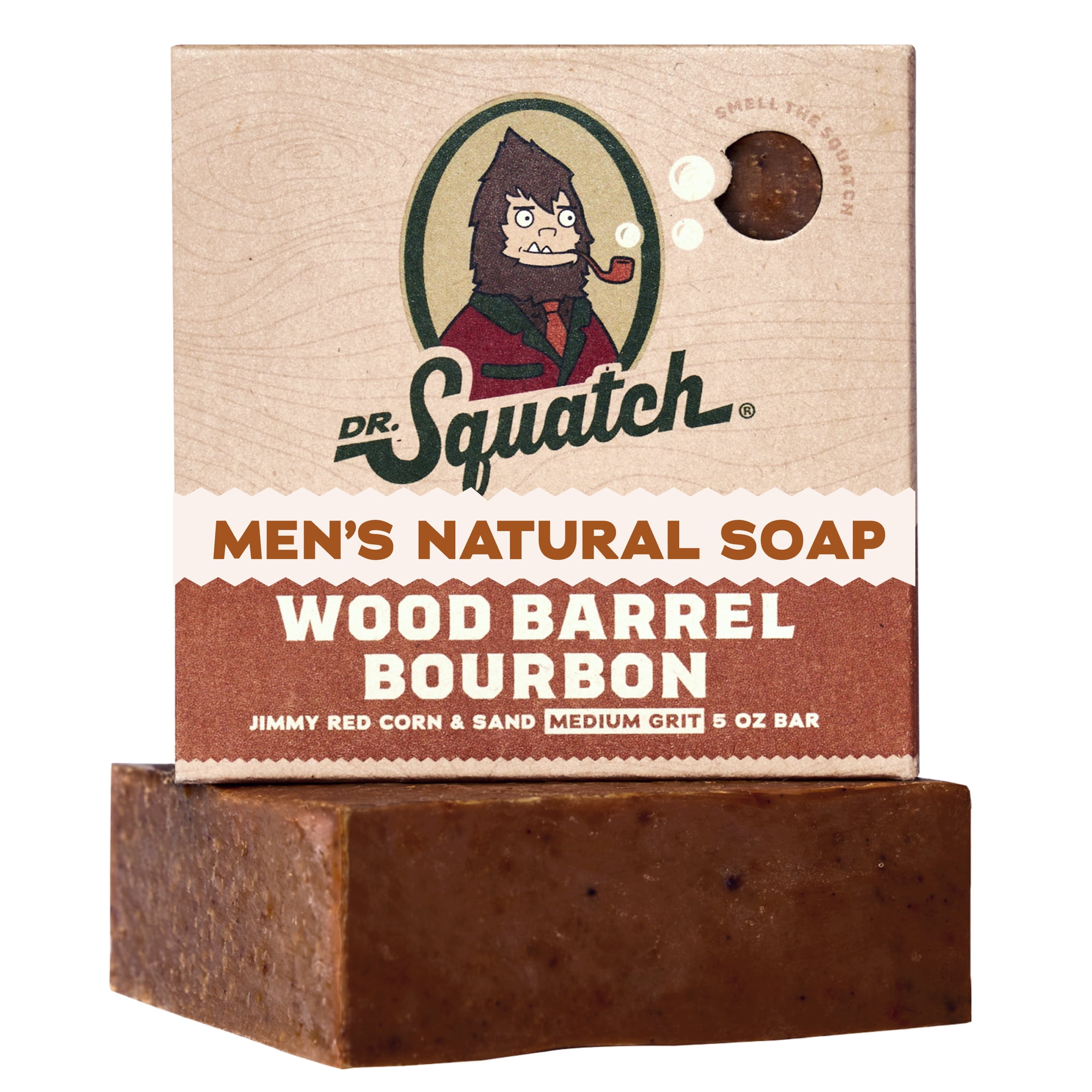 Dr. Squatch Men's Soap, Natural Bar Soap for Men, Wood Barrel Bourbon, 5 oz
