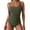 Green #008, variant on One Piece Swimsuit for Women Tummy Control Ruched Bathing Suit Push Up Slimming Swim Suit Double Straps Swimwear Green S