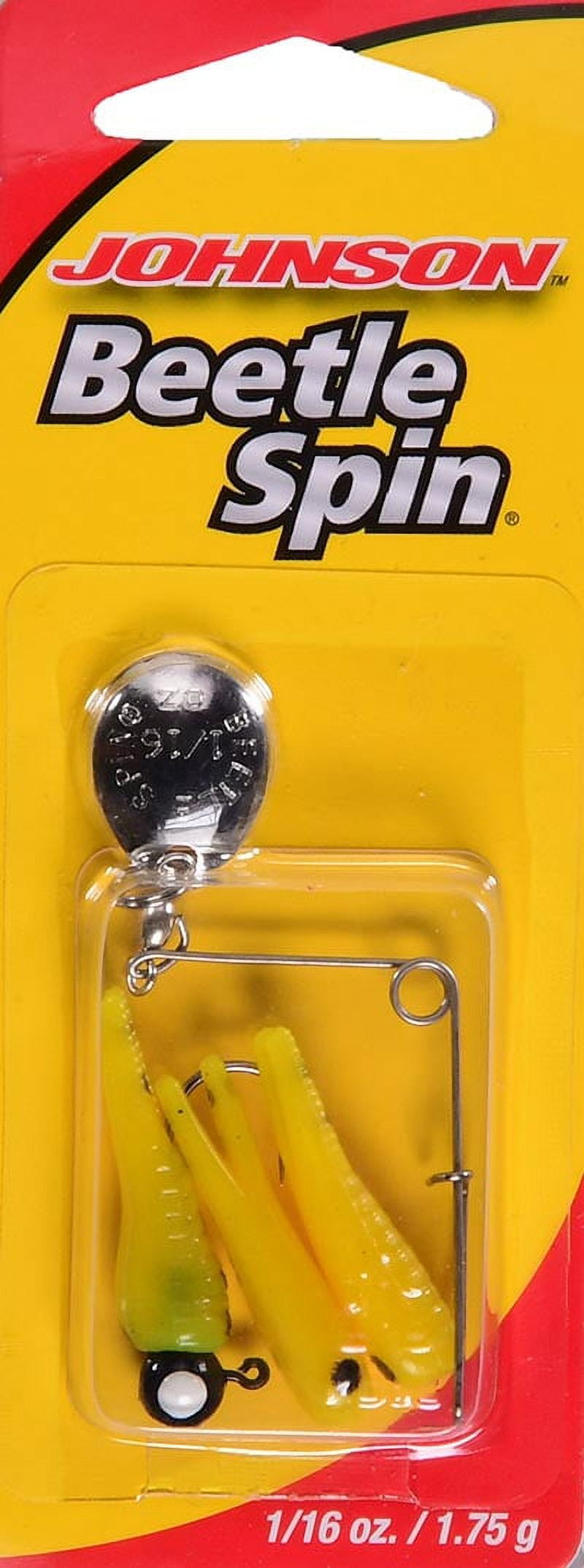 Johnson Original Beetle Spin Fishing Lure, Yellow/Black Spots, 1.1 in