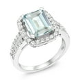 thumbnail image 3 of Gem Stone King 3.68 Cttw Sky Blue Simulated Aquamarine Engagement Ring for Women | 925 Sterling Silver | Emerald Cut 10X8MM | Wedding Engagement Anniversary Promise Ring for Women | Size 9, 3 of 5