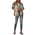 thumbnail image 6 of SAYOO Women’s Autumn Mid-Length Coat, Plaid Print Long Sleeve Lapel Button Closure Loose Cardigan with Belt, 6 of 7