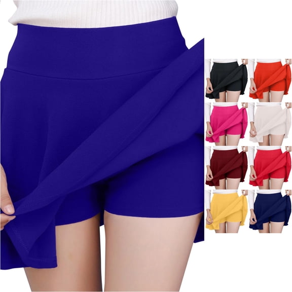 Wxolcjlv Womens Built‑In‑Shorts Skort High Waist Flared Swing Skirts
