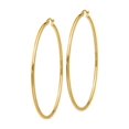 thumbnail image 4 of Primal Gold 14K Yellow Gold 2x65mm Lightweight Tube Hoop Earrings, 4 of 5