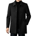 thumbnail image 2 of LYSMORA 2026 Men's Lapel Collar Mid Length Wool Blend Coat, Button Front Flap Side Pockets Loose Fit Fall Winter Warm Business Casual Outerwear, 2 of 6