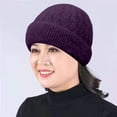thumbnail image 2 of Knit Winter Beanies, CQXIDFH Women Velvet Thickened Knitted Hat, Baggy Crochet Beret, Soft Warm Winter Casual Ski Fashion Headwear, Sun Visor Hats (Purple, One Size), 2 of 5