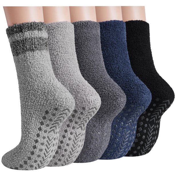 Calcetines peludos antideslizantes y abrigados para hombre floconssy, 5 pares