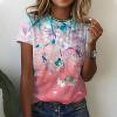 thumbnail image 1 of Chemises à Manches Courtes pour Femmes Hauts d'Été Tendance 2023 Mode Féminine Hauts Imprimés Décontractés Coupe Ample T-Shirts Blouse Imprimée Col Rond, 1 of 5