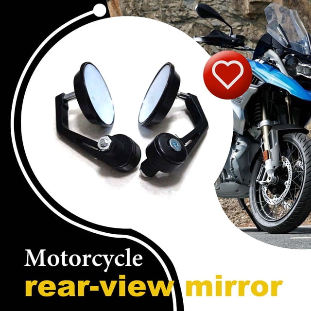 Pack of 2 Motorcycle Rear View Mirrors 360 ° Rotation Wide Angle Vision Corrosion Resisting Handy Installation Moped Accessories Black