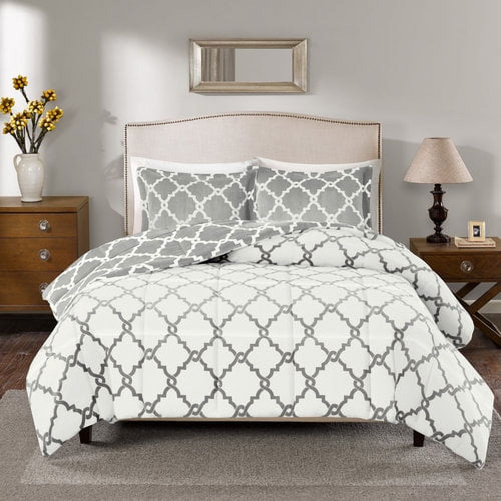 True North by Sleep Philosophy 2-Piece Grey Reversible Plush Microvelour Print Comforter Set, Twin - image 2 of 4