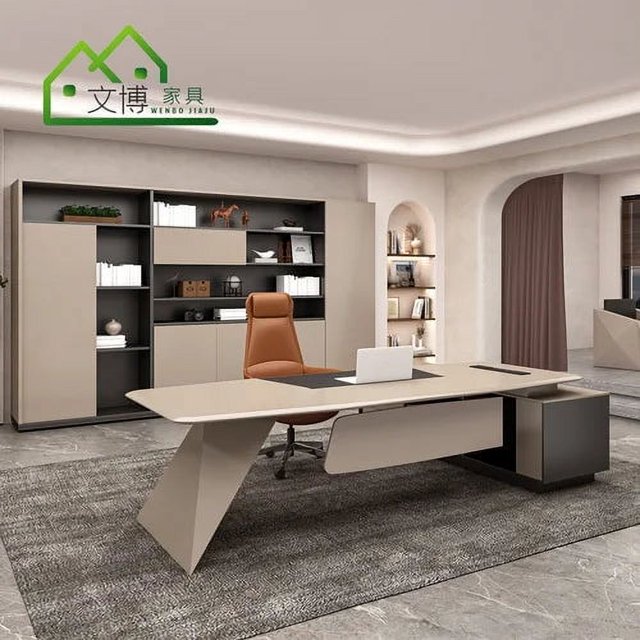 Designer Vanity Office Desk L Shaped Reception High Quality Boss Computer Desk Organizer Unique Mesa Escritorio Office Furniture My Lux Decor Round