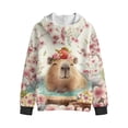 thumbnail image 5 of Xoenoiee Capybara Cherry Blossom Print Zip Up Hoodies Sweatshirts for Girls, Teen Kids Hooded Long Sleeve Pullover Sweatshirt with Large Pocket, Fashion Home Party Student Sport Hoody, XL, 5 of 7