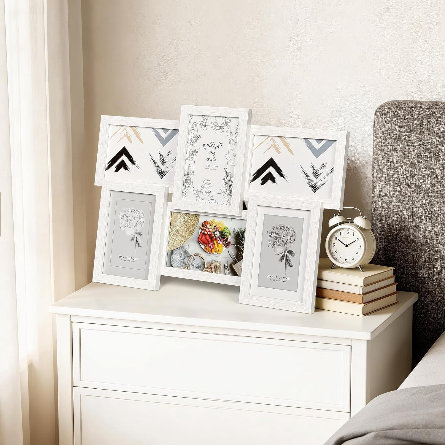 4x6 Collage Picture Frame, 6 Openings Black Photo Frame for Wall Decor or Tabletop, Durable MDF Wood Multi Picture Frame for Family Memories
