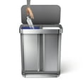 thumbnail image 2 of simplehuman 58 Liter / 15.3 Gallon Rectangular Dual Compartment Recycling Step, Brushed Stainless Steel with Soft-Close Plastic Lid Kitchen Trash Can, 2 of 5