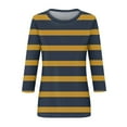 thumbnail image 3 of LYEAA Three Quarter Sleeve Tops Woman Crew Neck 3/4 Sleeve T-shirt Fashion Striped Tees Loose Soft Comfortable Blouse Dressy Casual Breathable Trendy Clothing Blue S, 3 of 4