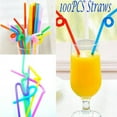 thumbnail image 6 of 100 Pack Plastic Drinking Straws, 10.2 Inches Extra Long Flexible Disposable Bendy Straws, Assorted Colors, 6 of 9