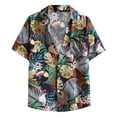 thumbnail image 1 of Camisas Para Hombre Manga Larga Regular Fit Casual Hombres Solapa Estampado Contraste Color Manga corta Puño Botón Estilo puerto Camisa floral Playa de Top de verano hawaiano (Black, XXL), 1 of 7